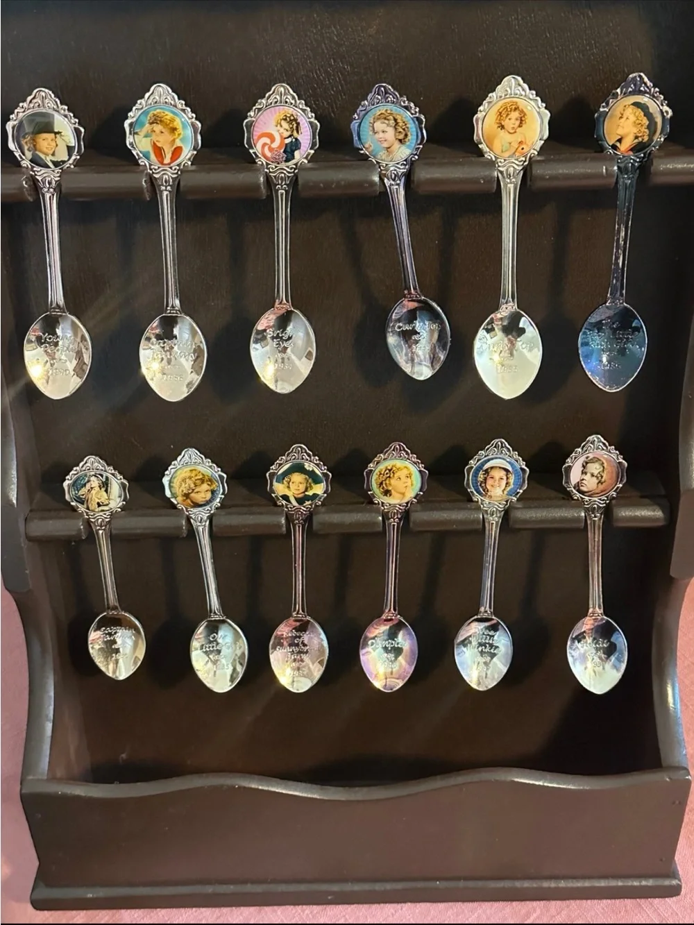 Wooden Wall hanging shelf with Shirley Temple